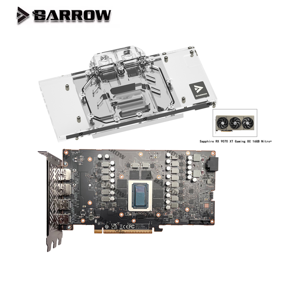 Rx 9070 16Gb - Водяной блок графического процессора Barrow для